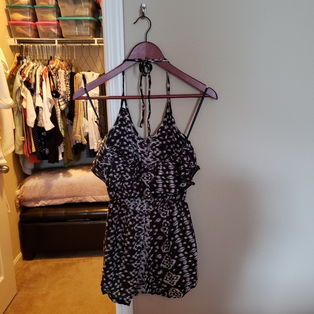 Tie neck romper